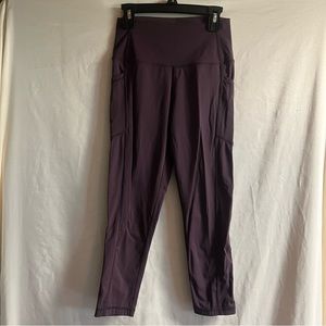Zyia Active Brilliant Hi-Rise Capri Wine Burgundy Leggings with pockets size 4